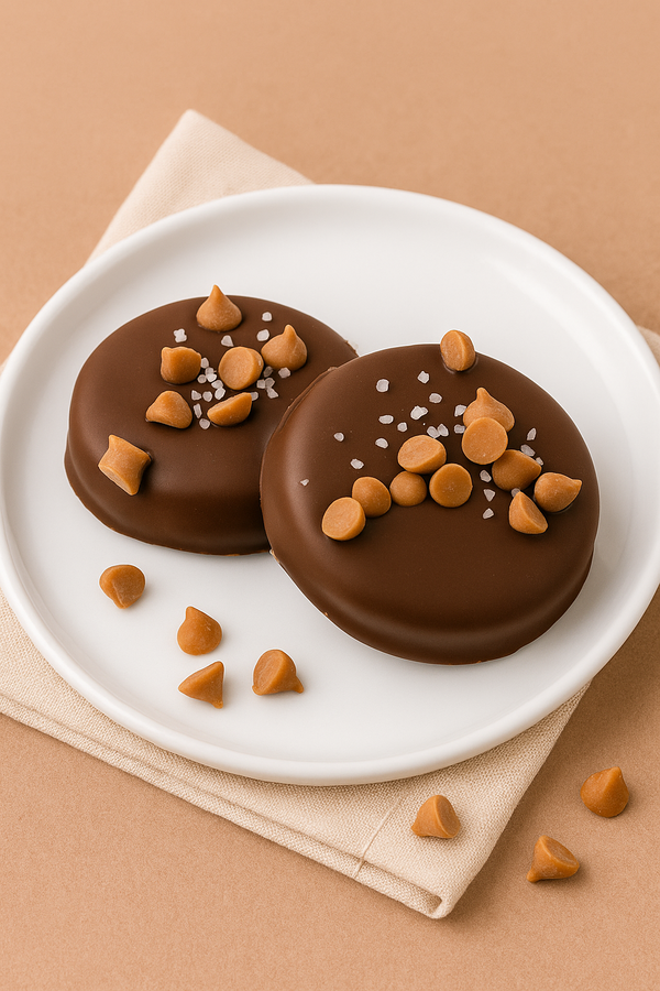 Salted Caramel Dark Chocolate Coated Sandwich Cookies